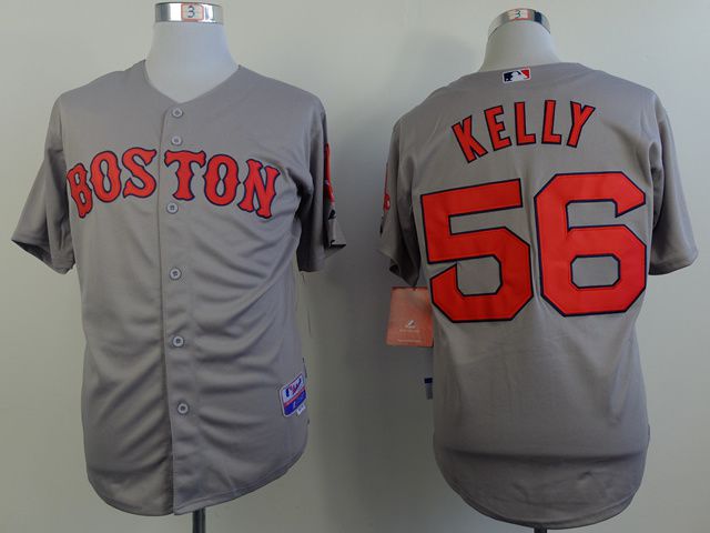 Men Boston Red Sox 56 Kelly Grey MLB Jerseys
